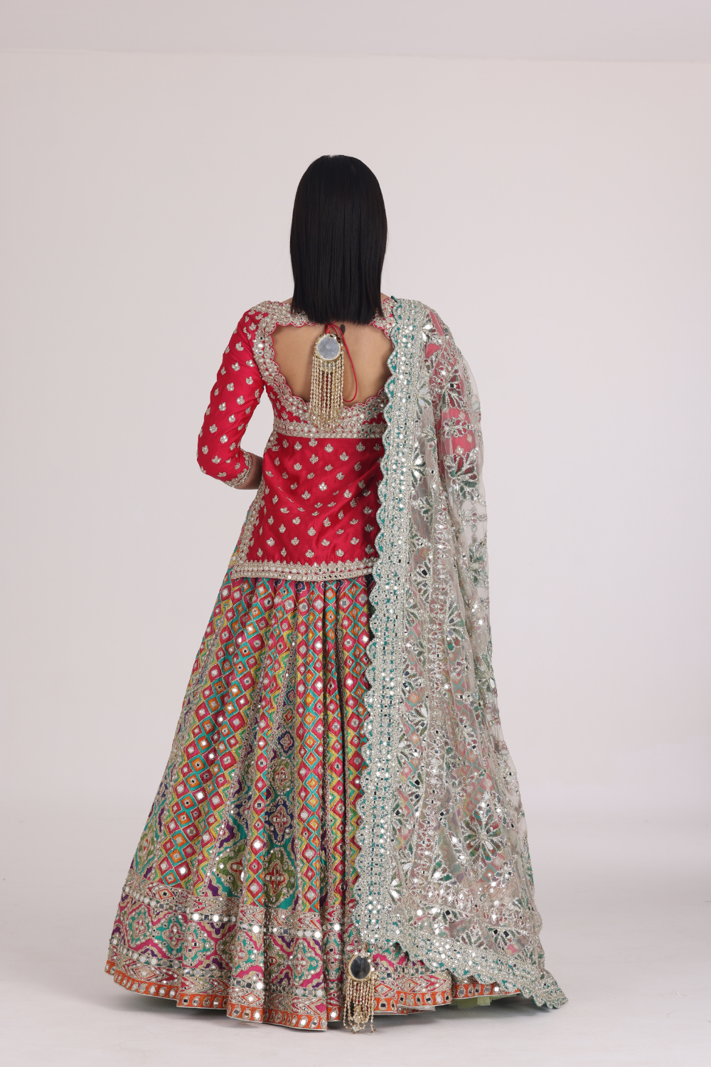 Multicolour Begam Choli Lehenga Set