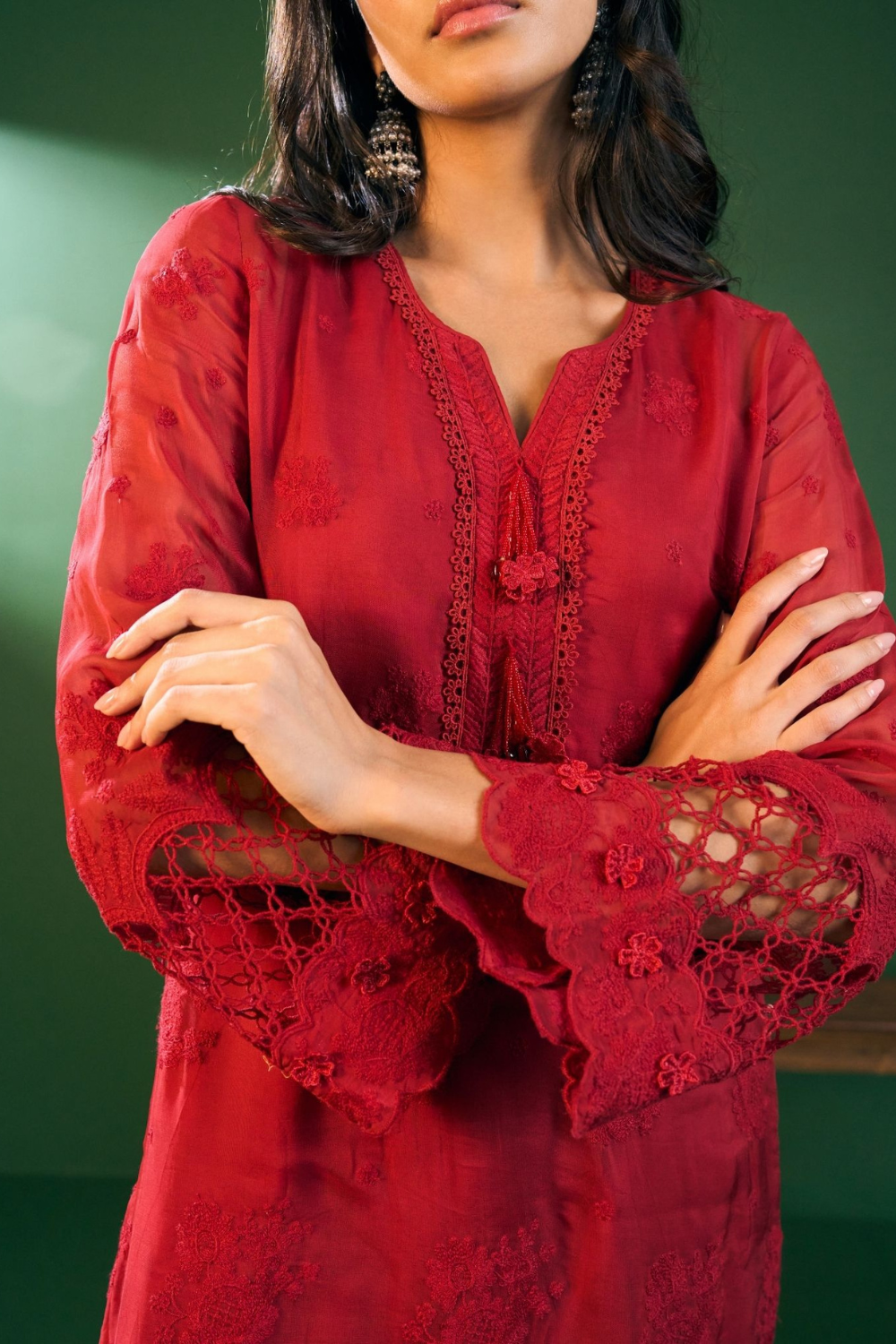Ina Organza Red Kurta Set