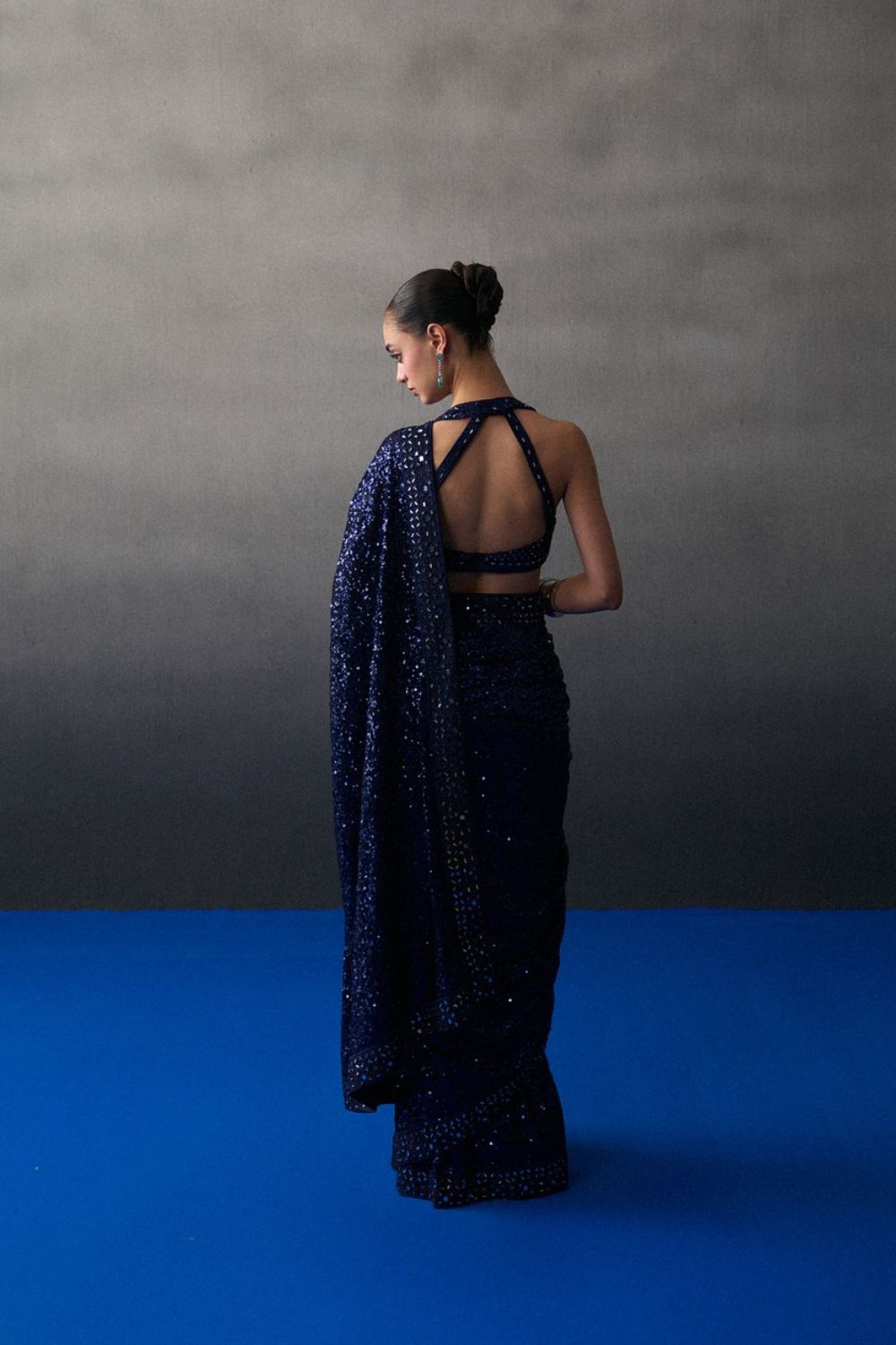 Midnight Blue Sequins Saree