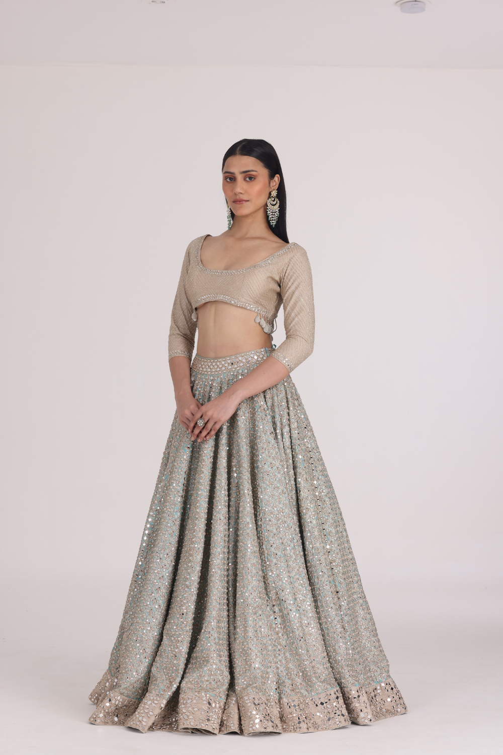 Sky Blue Pink Lehenga Set