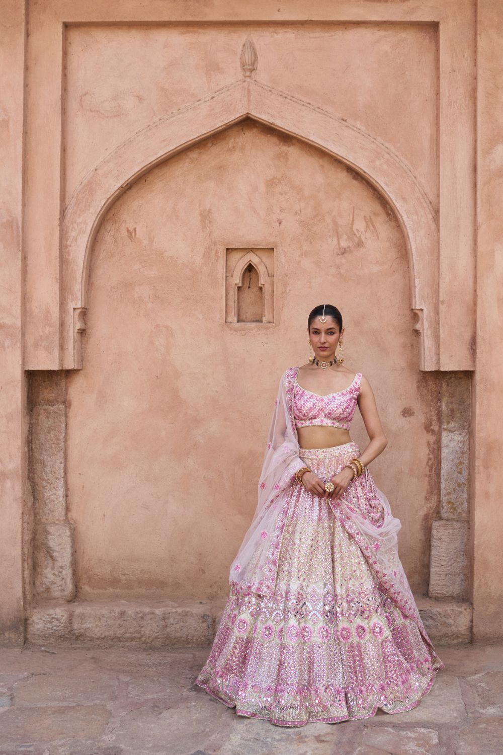 GULAAB — Ivory Net Lehenga Set