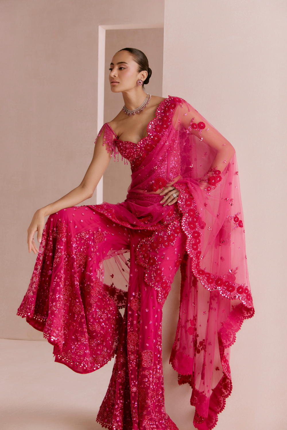 Hot Pink Sharara Set