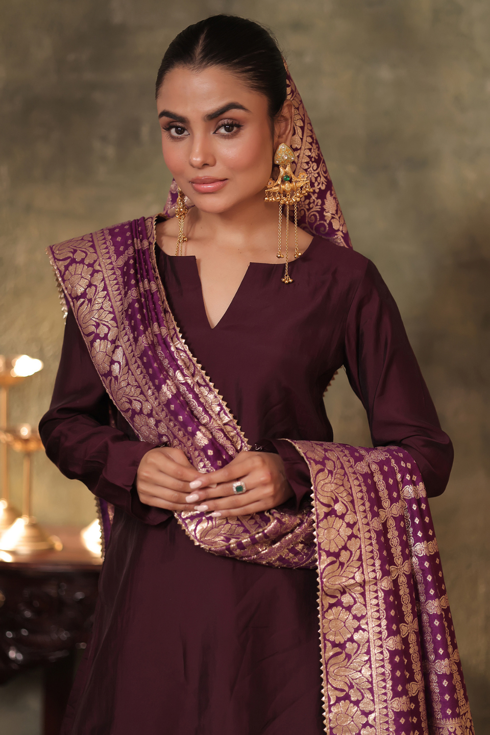 Plum Kurta Farshi Set
