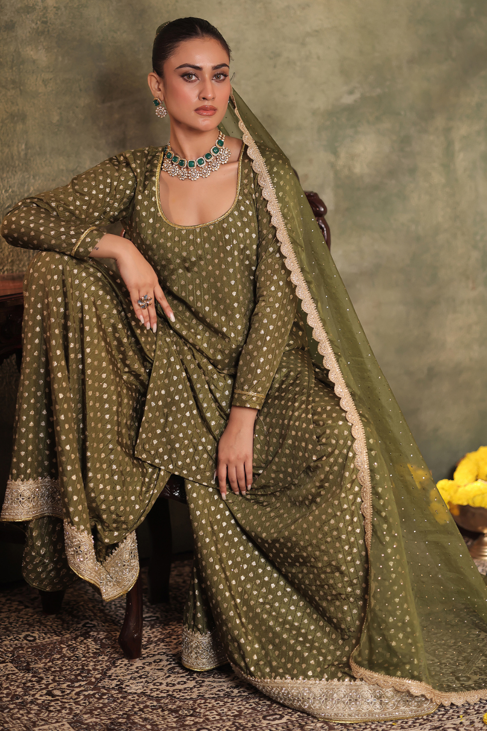 Green Kurta Sharara Set
