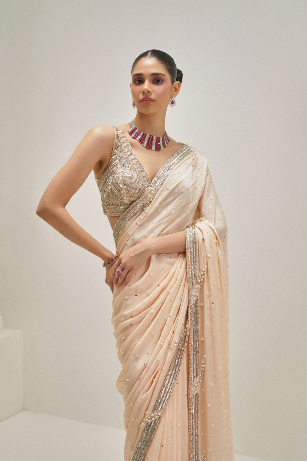 Champagne Stardust Saree Set