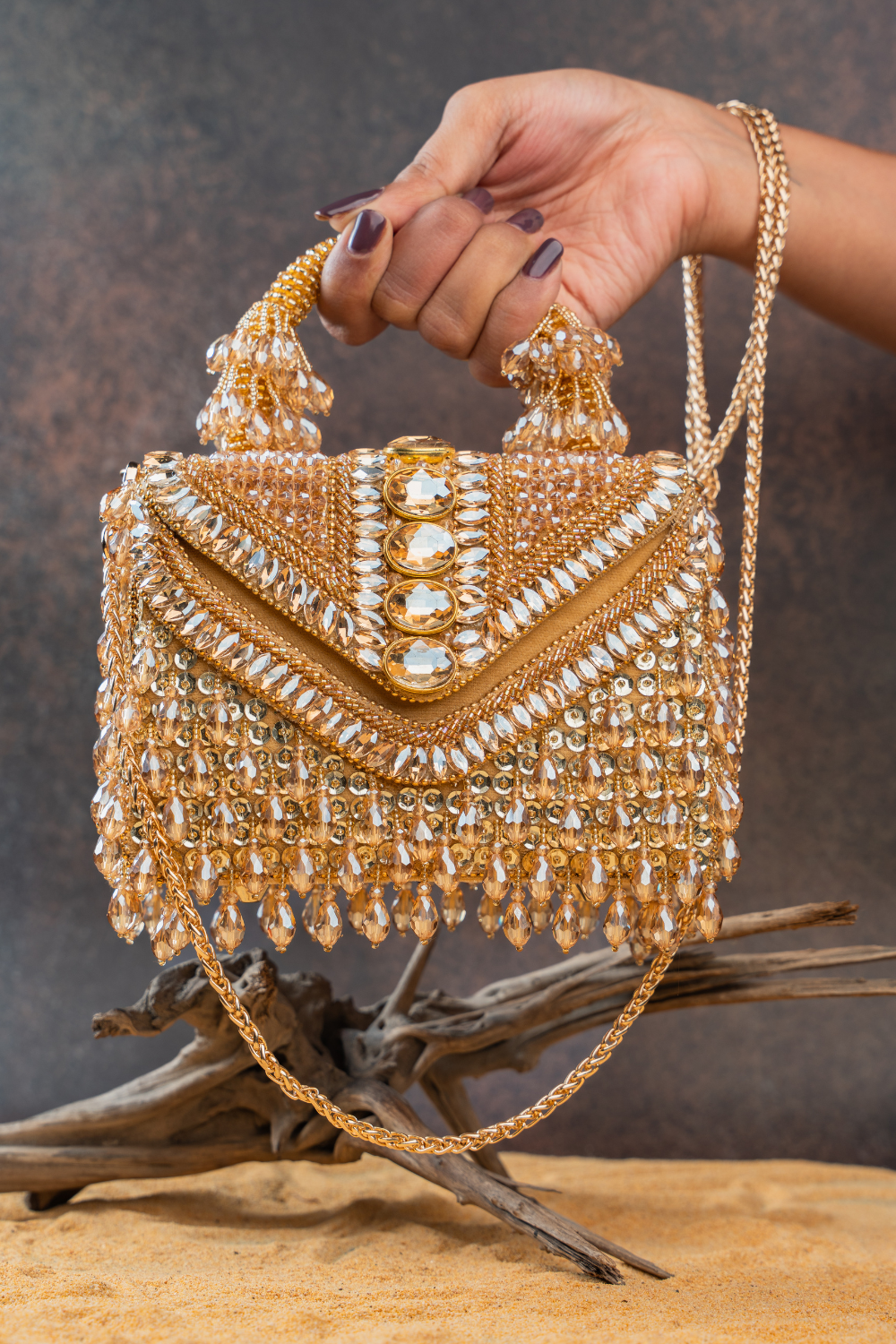 Chevron Crystal Kasse Gold