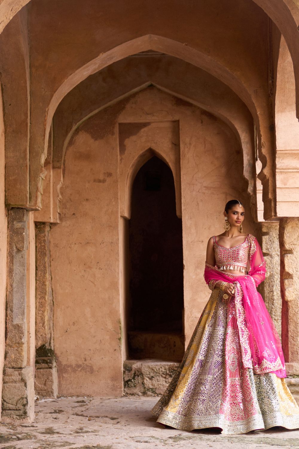 RANG —Multi colored Lehenga Set with Contrast Blouse