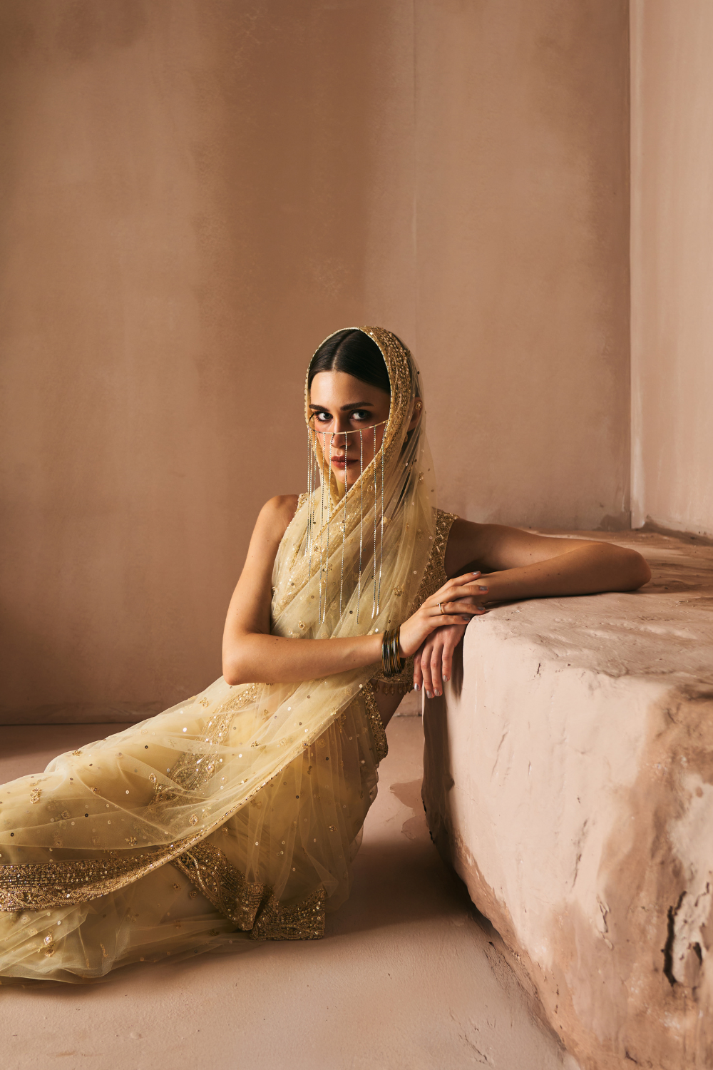 Golden Blush Saree Set