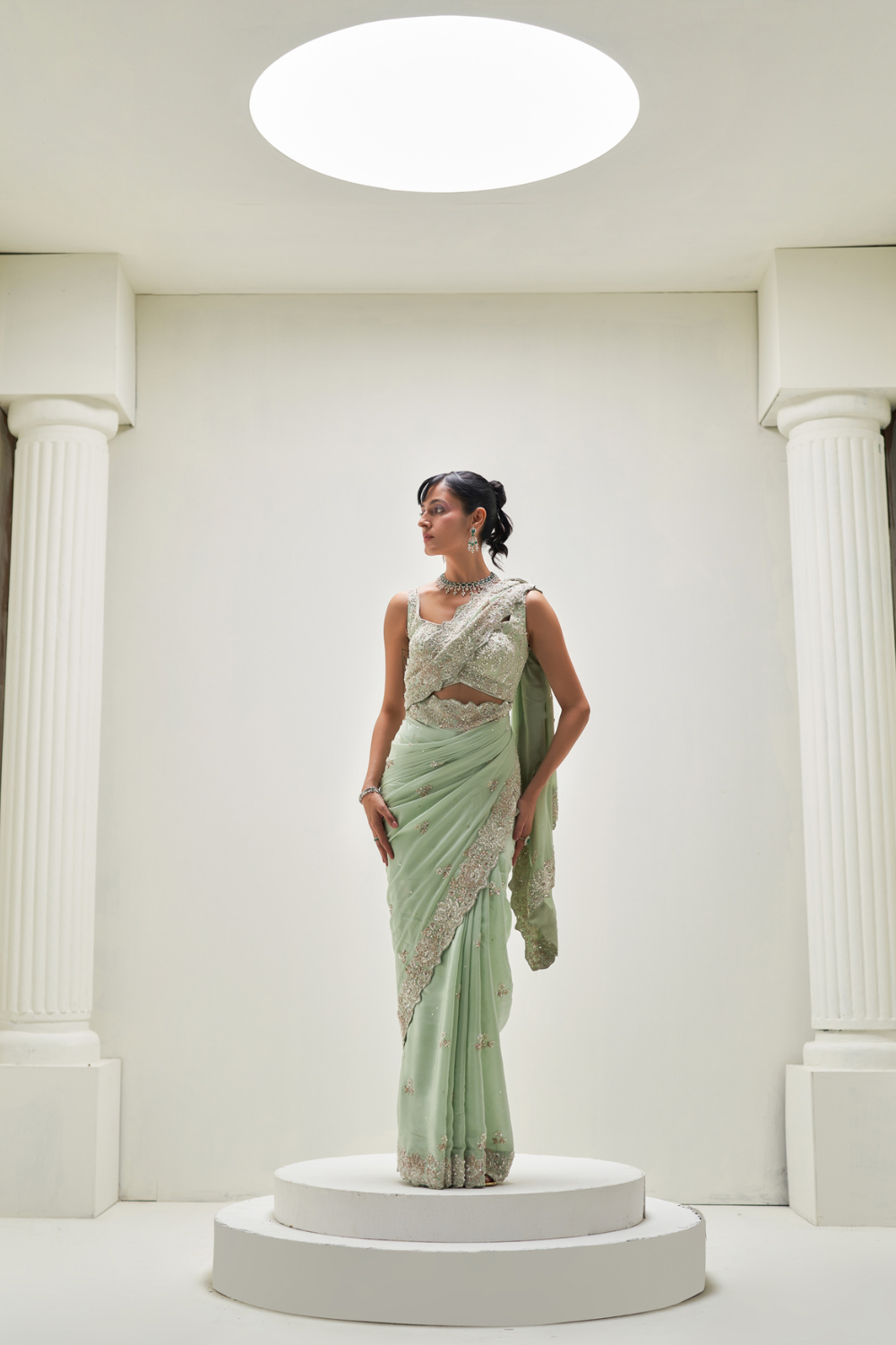 Bloom Mint Saree Set