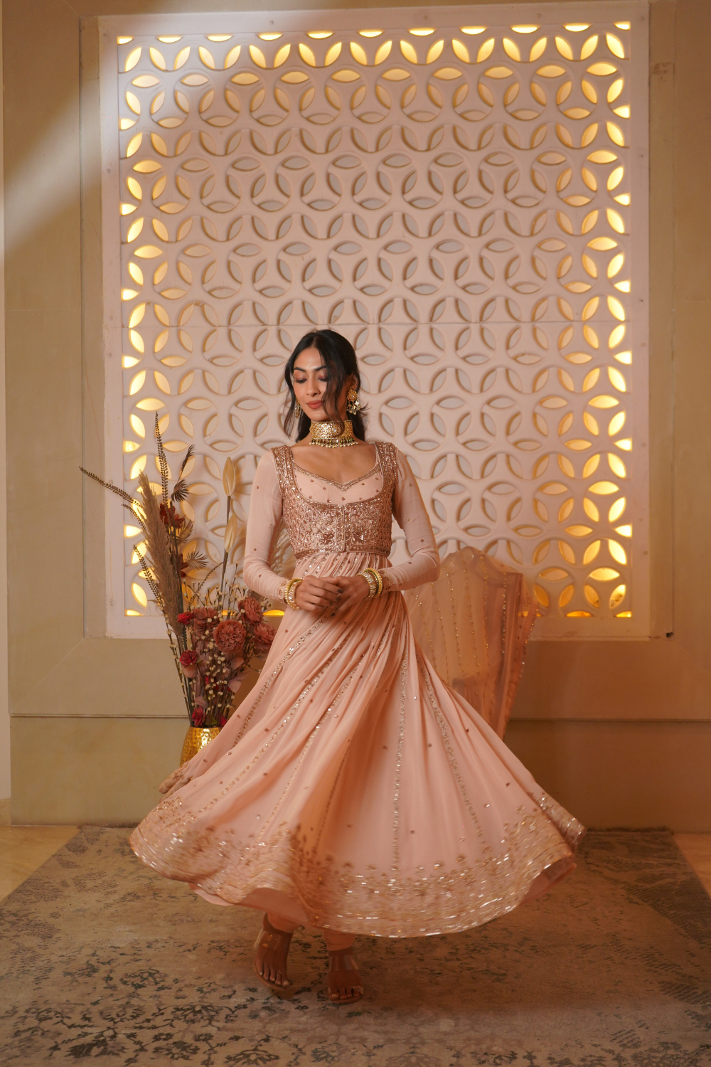 Blush pink anarkali set