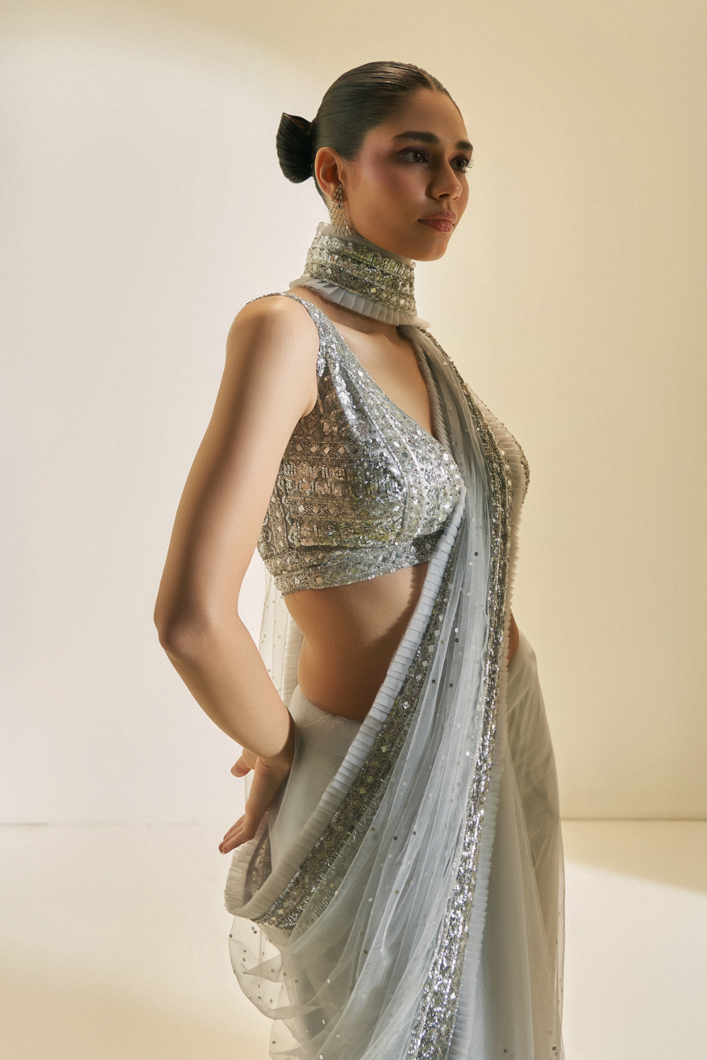 Silver Haze Saree Set