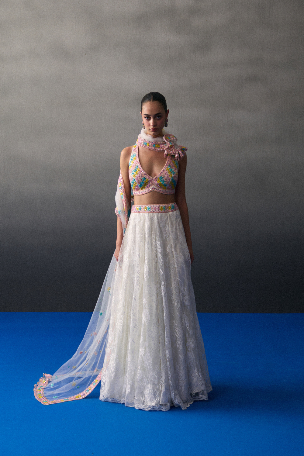 White Festive Lehenga Set