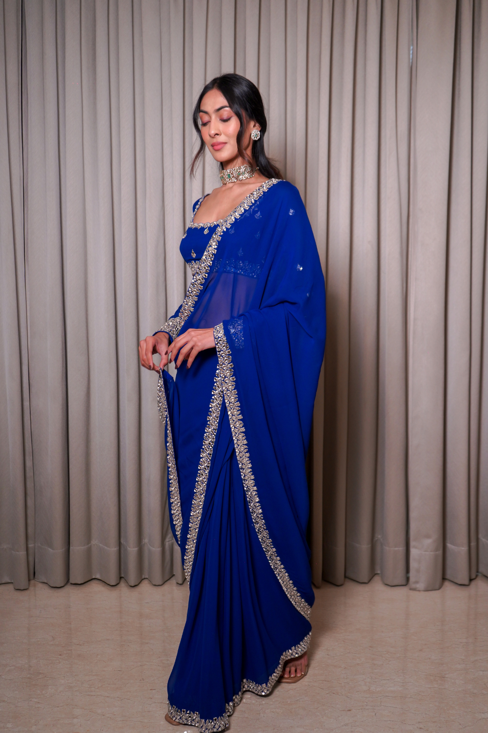 Elcetric Blue Saree Set