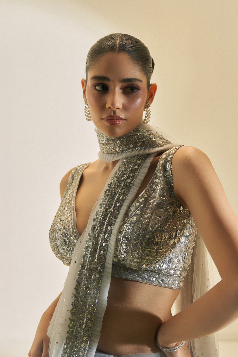 Silver Haze Saree Set
