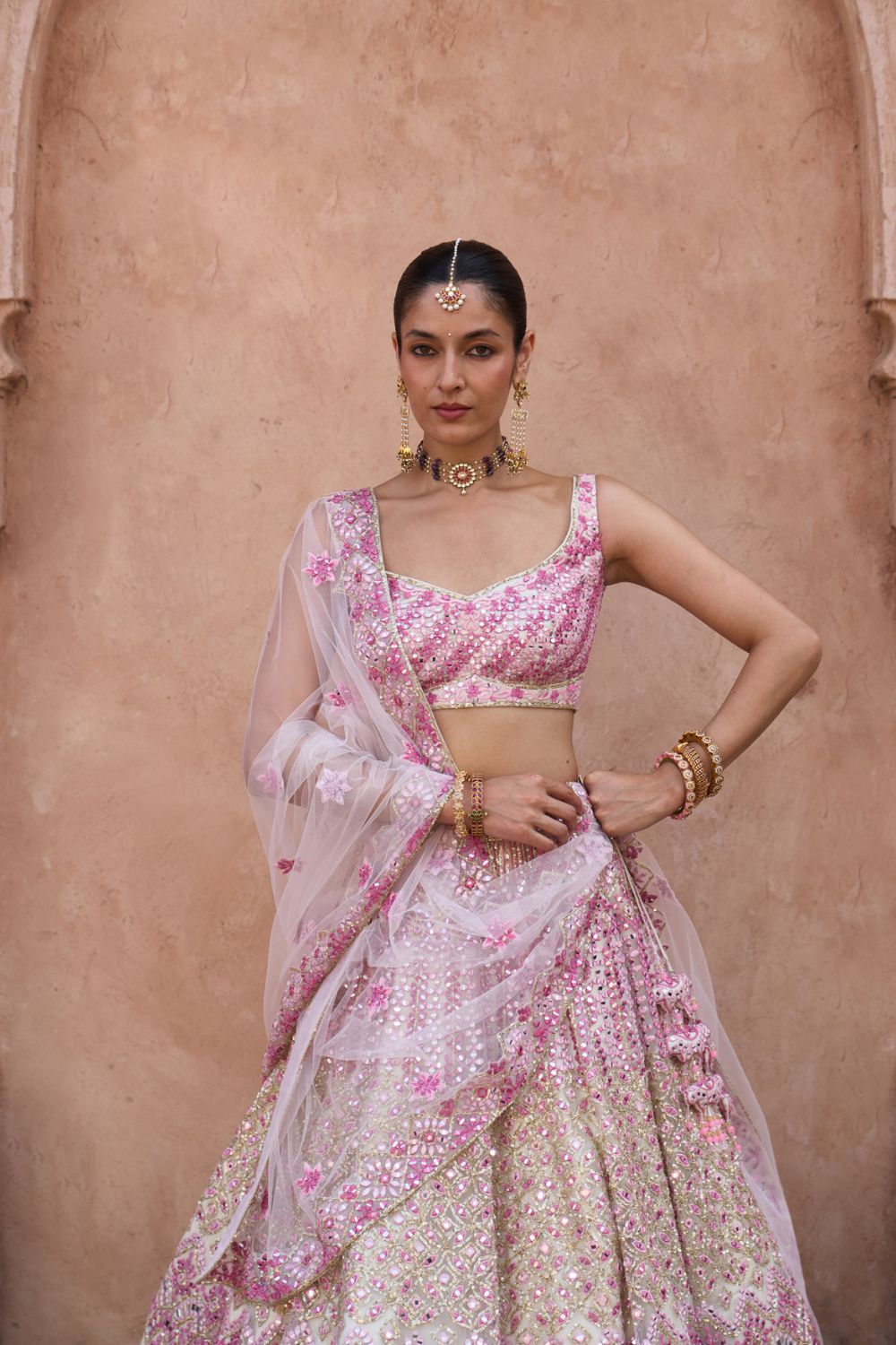 GULAAB — Ivory Net Lehenga Set