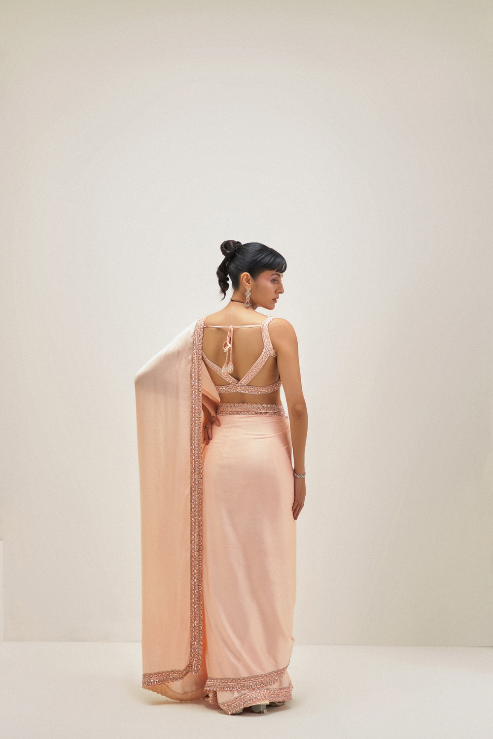 Sundrenched Peach Saree Set