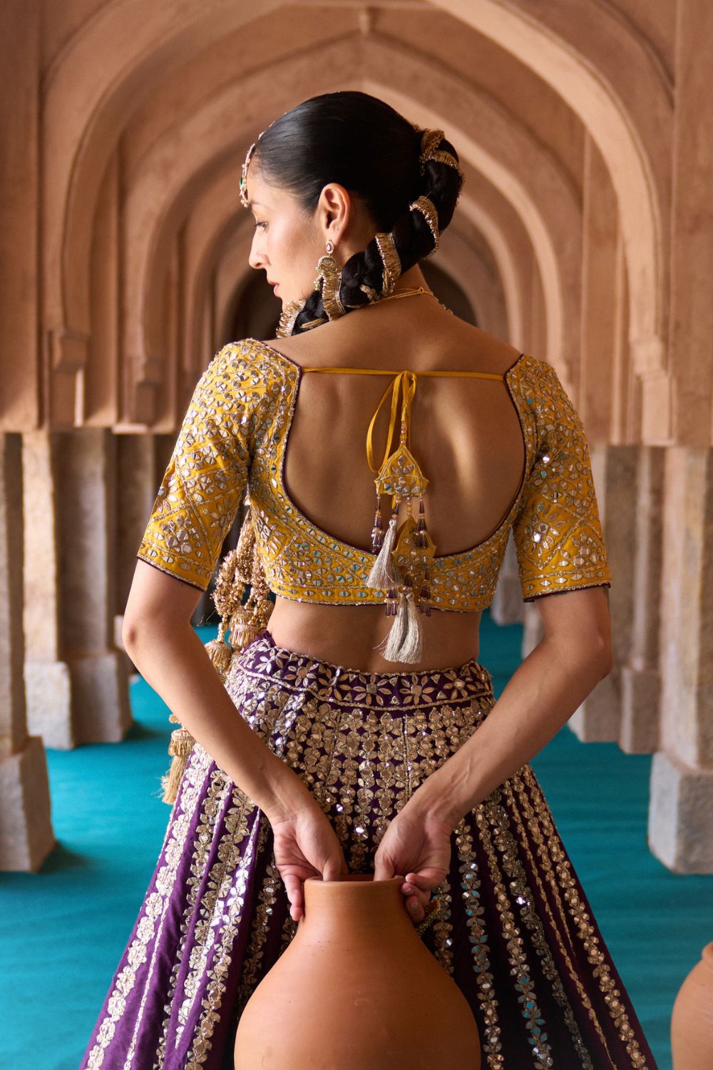 RAAT RANI — Purple Raw Silk Lehenga Set with Contrast Blouse
