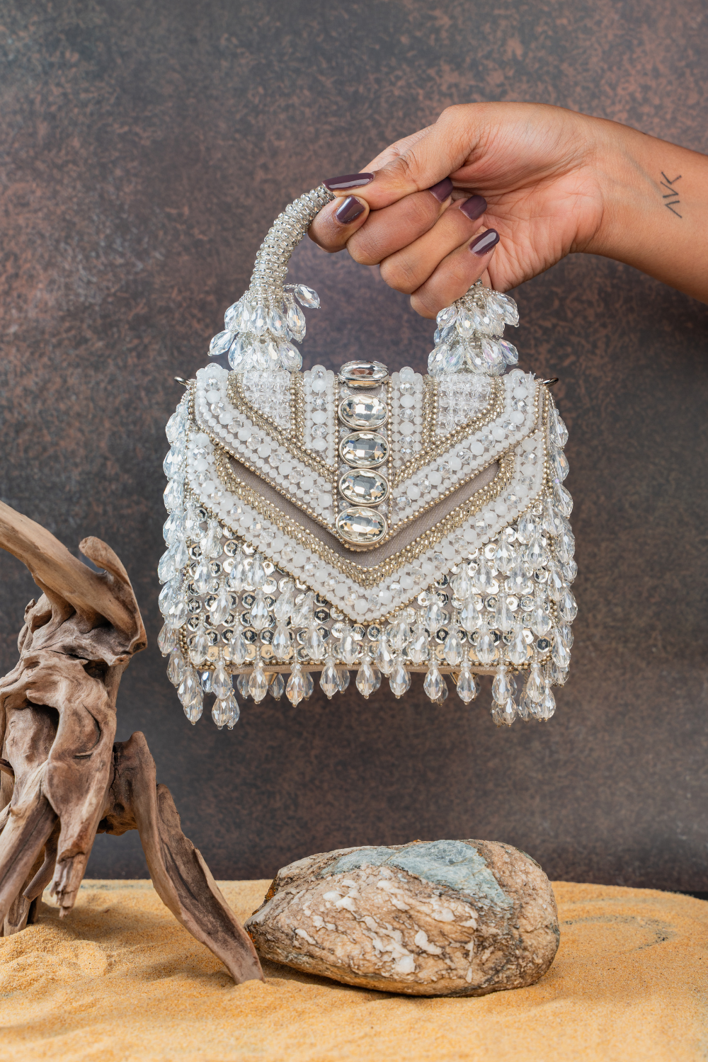 Chevron Crystal Kasse Silver