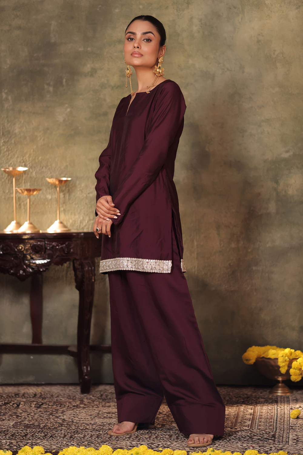 Plum Kurta Farshi Set