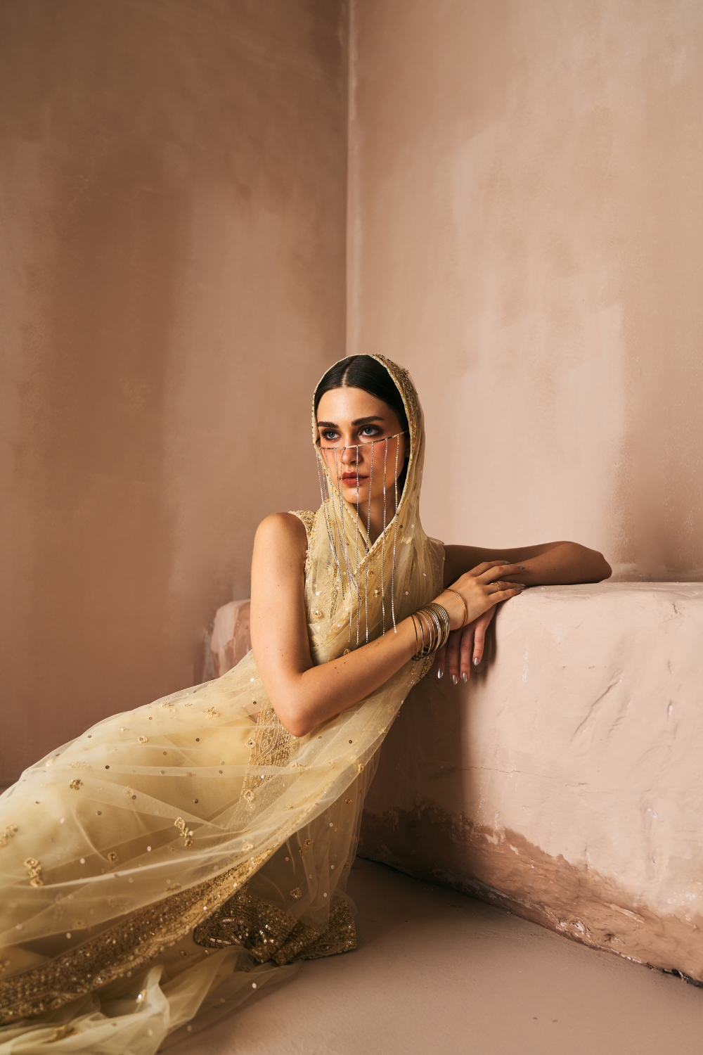 Golden Blush Saree Set