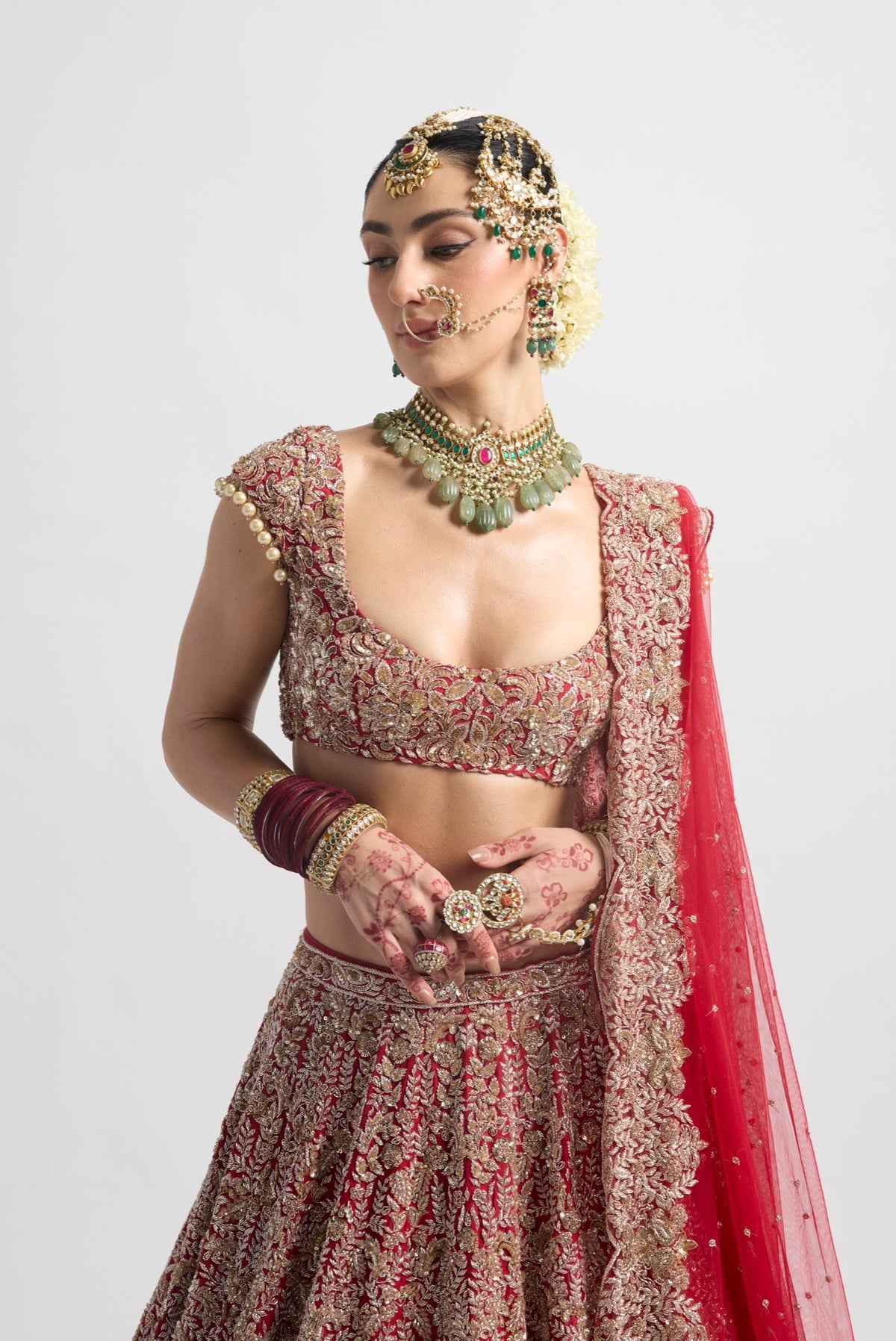 SIFFAT RED BRIDAL LEHENGA