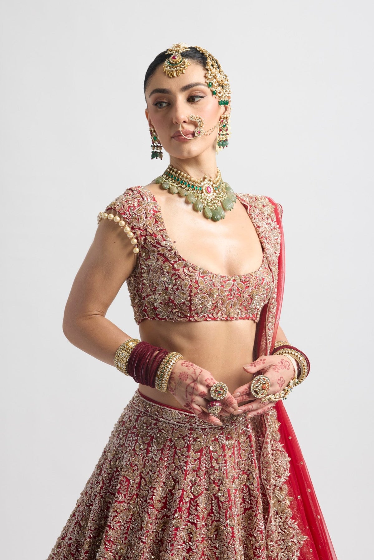 SIFFAT RED BRIDAL LEHENGA
