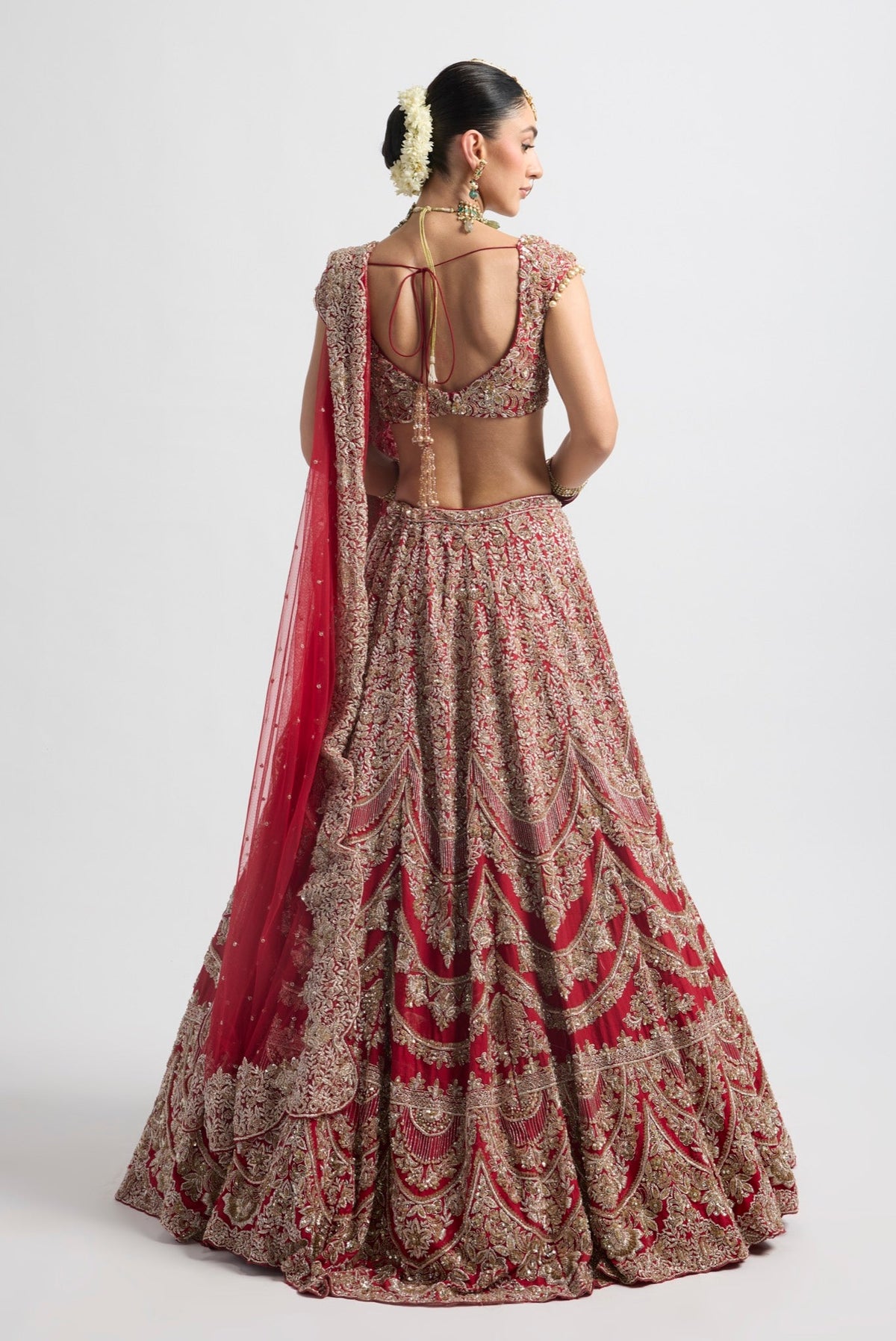 SIFFAT RED BRIDAL LEHENGA
