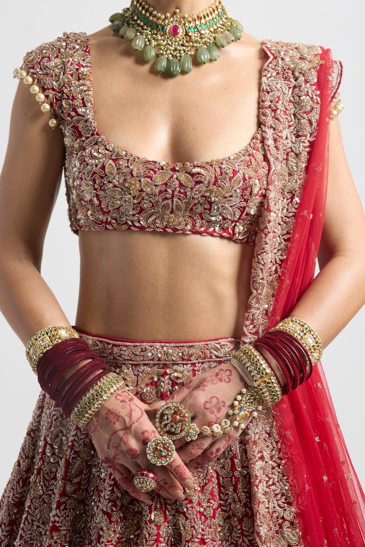 SIFFAT RED BRIDAL LEHENGA