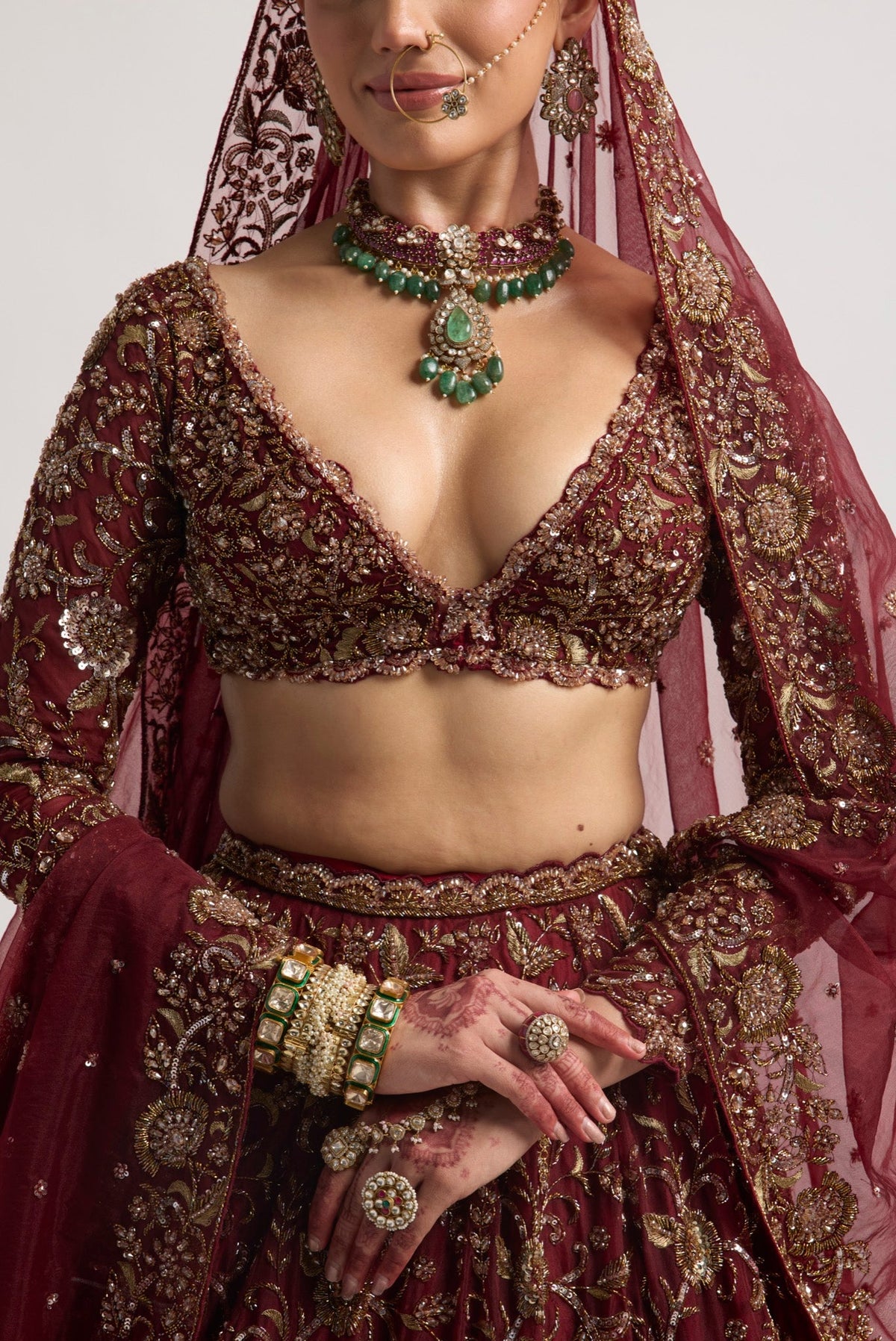 NAZAKAT MAROON LEHENGA SET