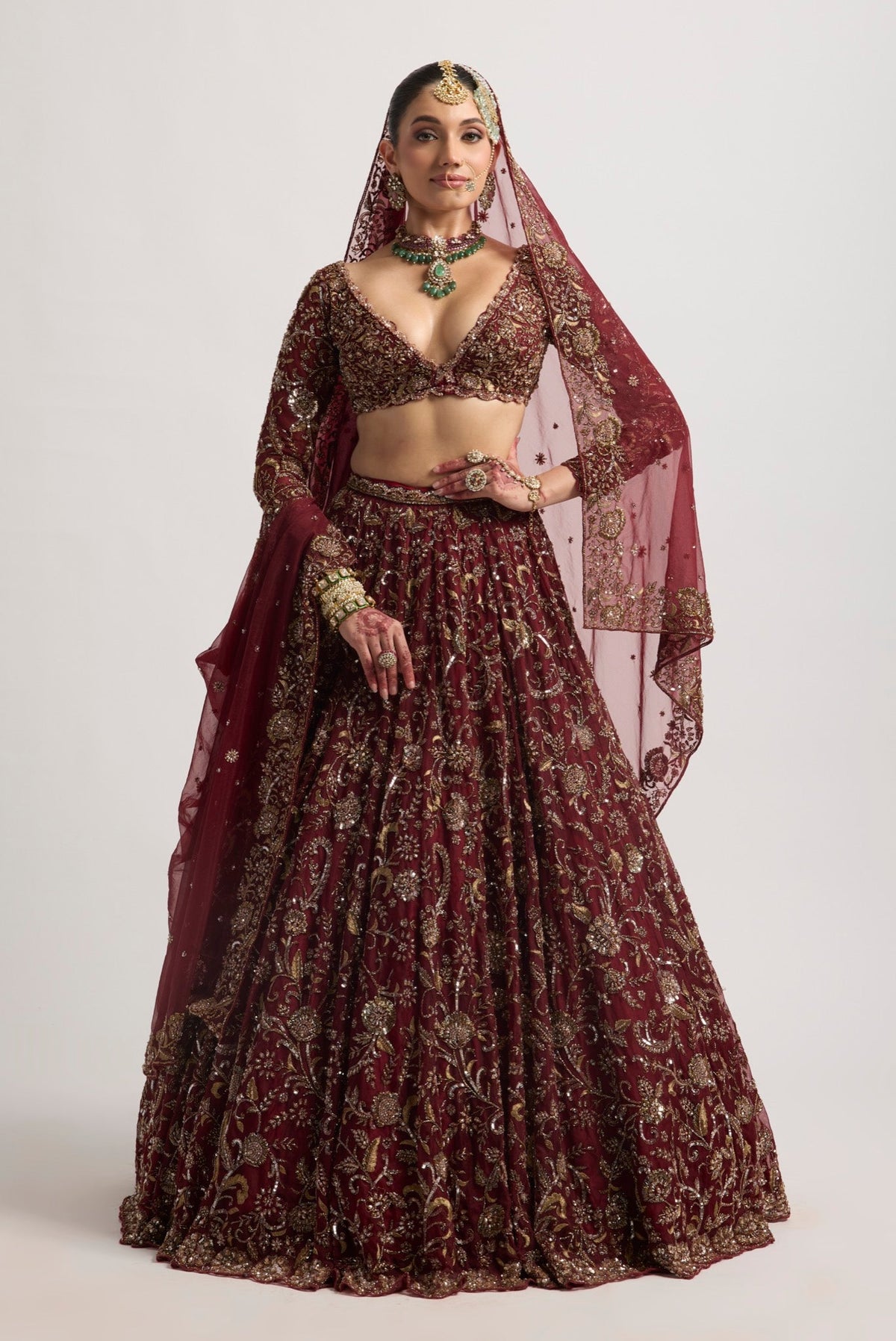 NAZAKAT MAROON LEHENGA SET