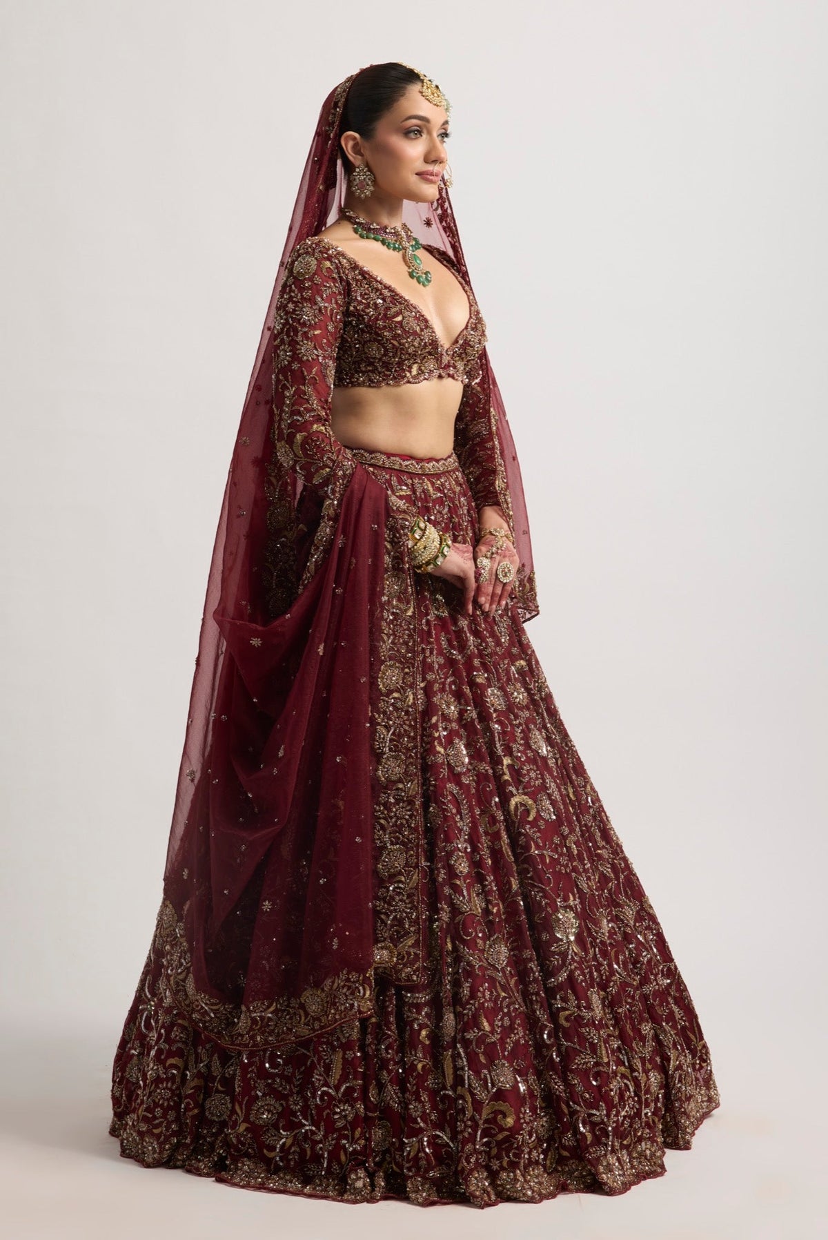 NAZAKAT MAROON LEHENGA SET