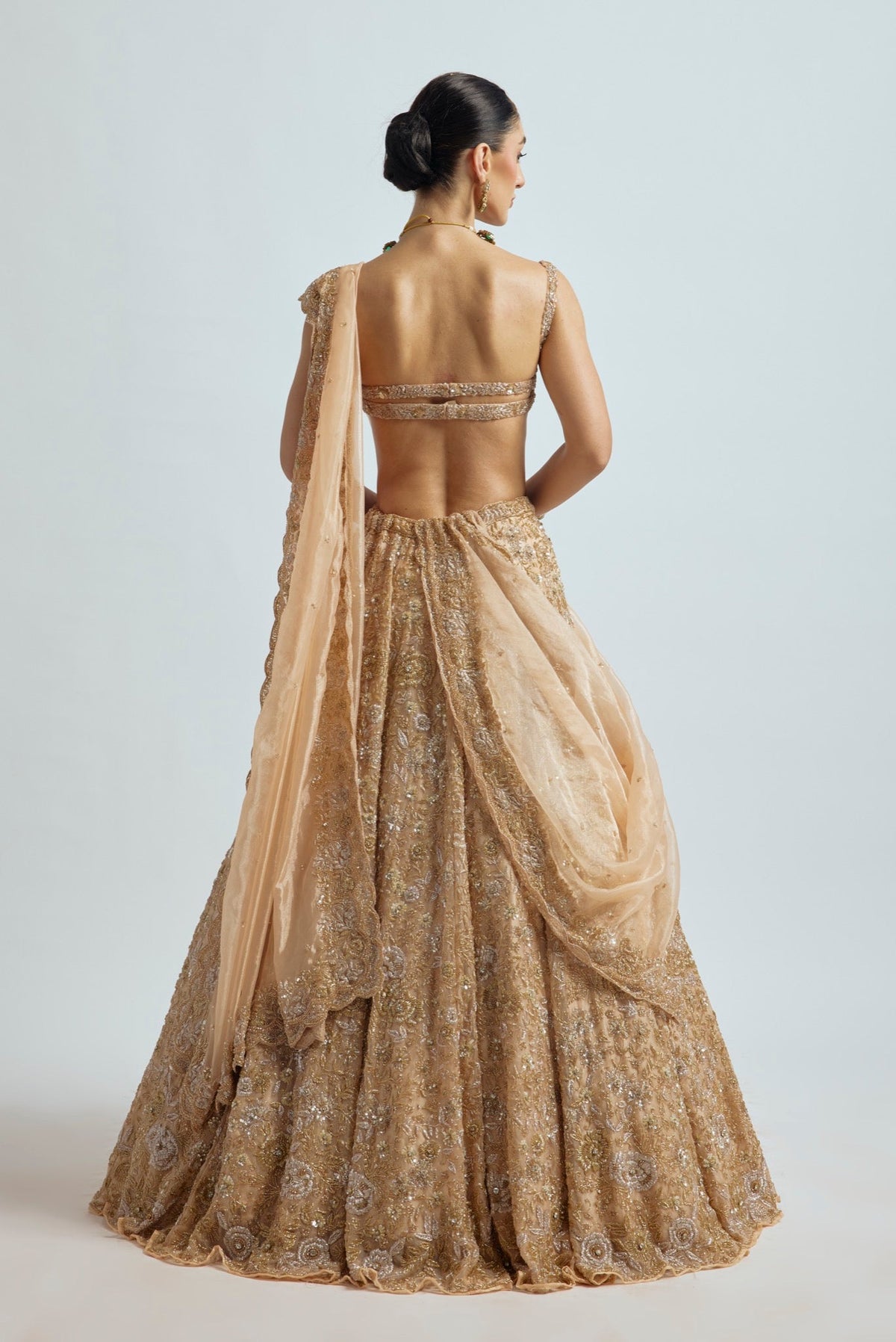 SUNEHRI PEACH LEHENGA