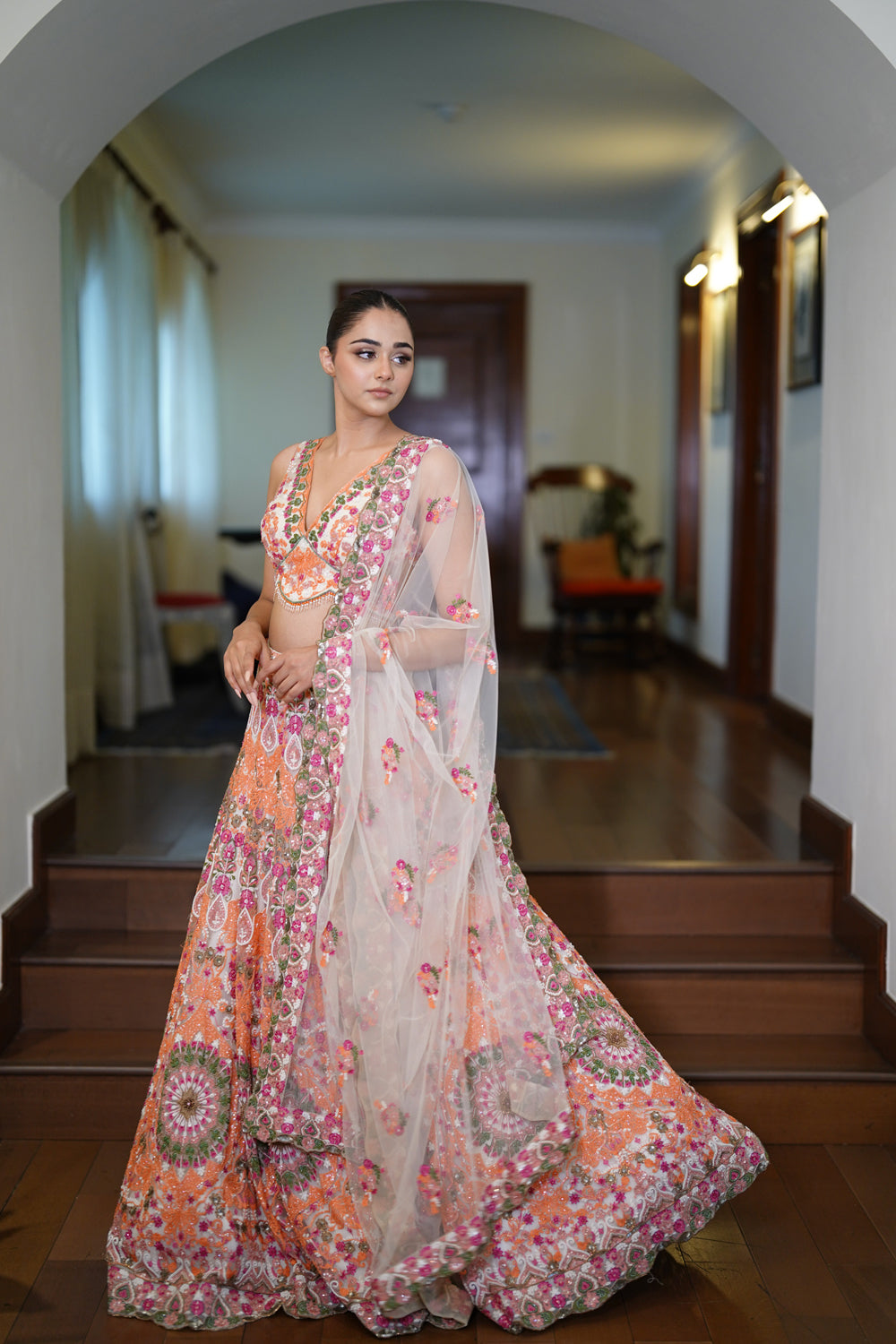 Multi-Coloured Resham Dori Lehenga