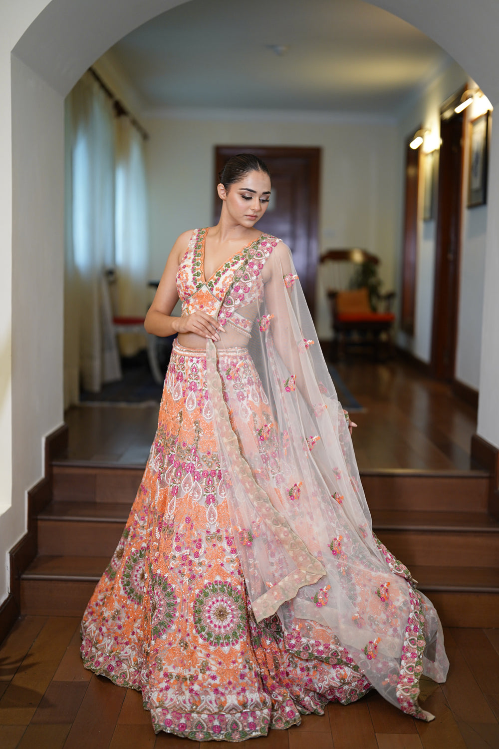 Multi-Coloured Resham Dori Lehenga