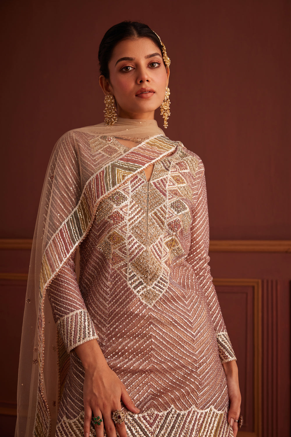 Multi-Colored Cutdana Embellished Sharara