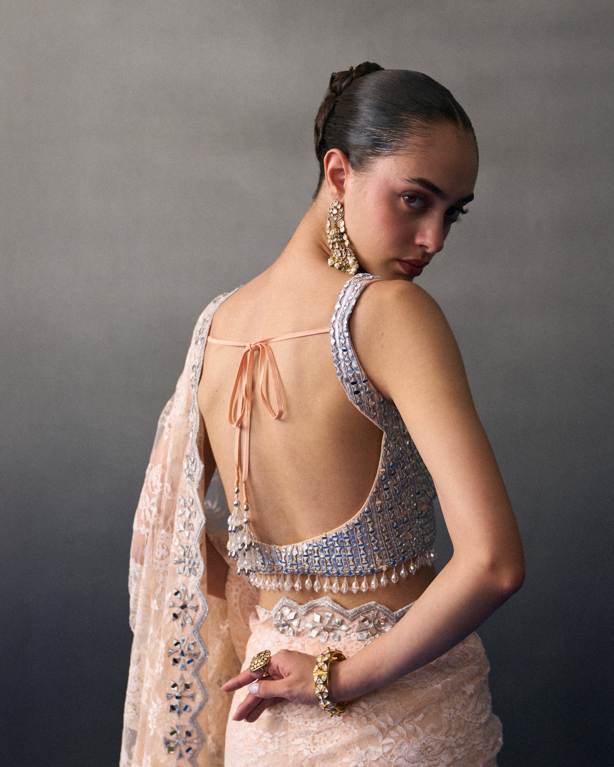 Peach Haldi Saree