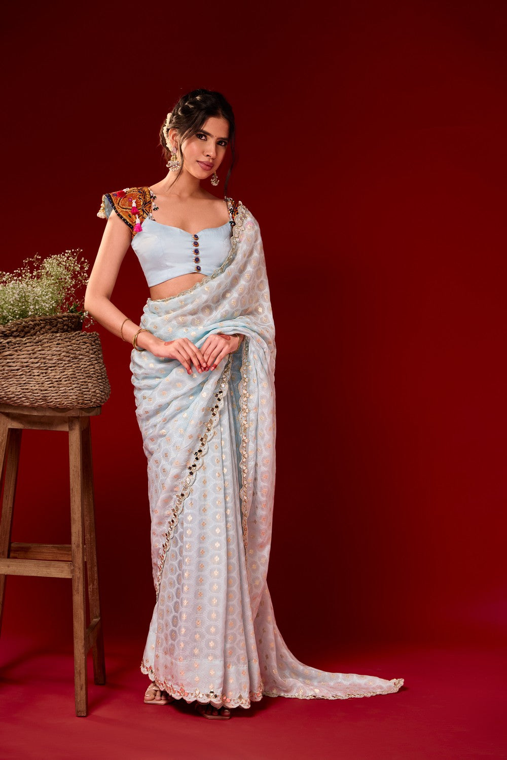 Turquoise saree set