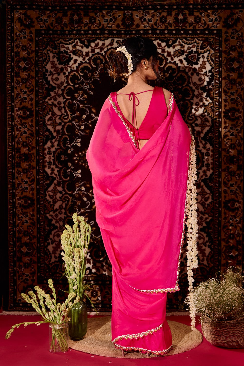 Fuschia saree set
