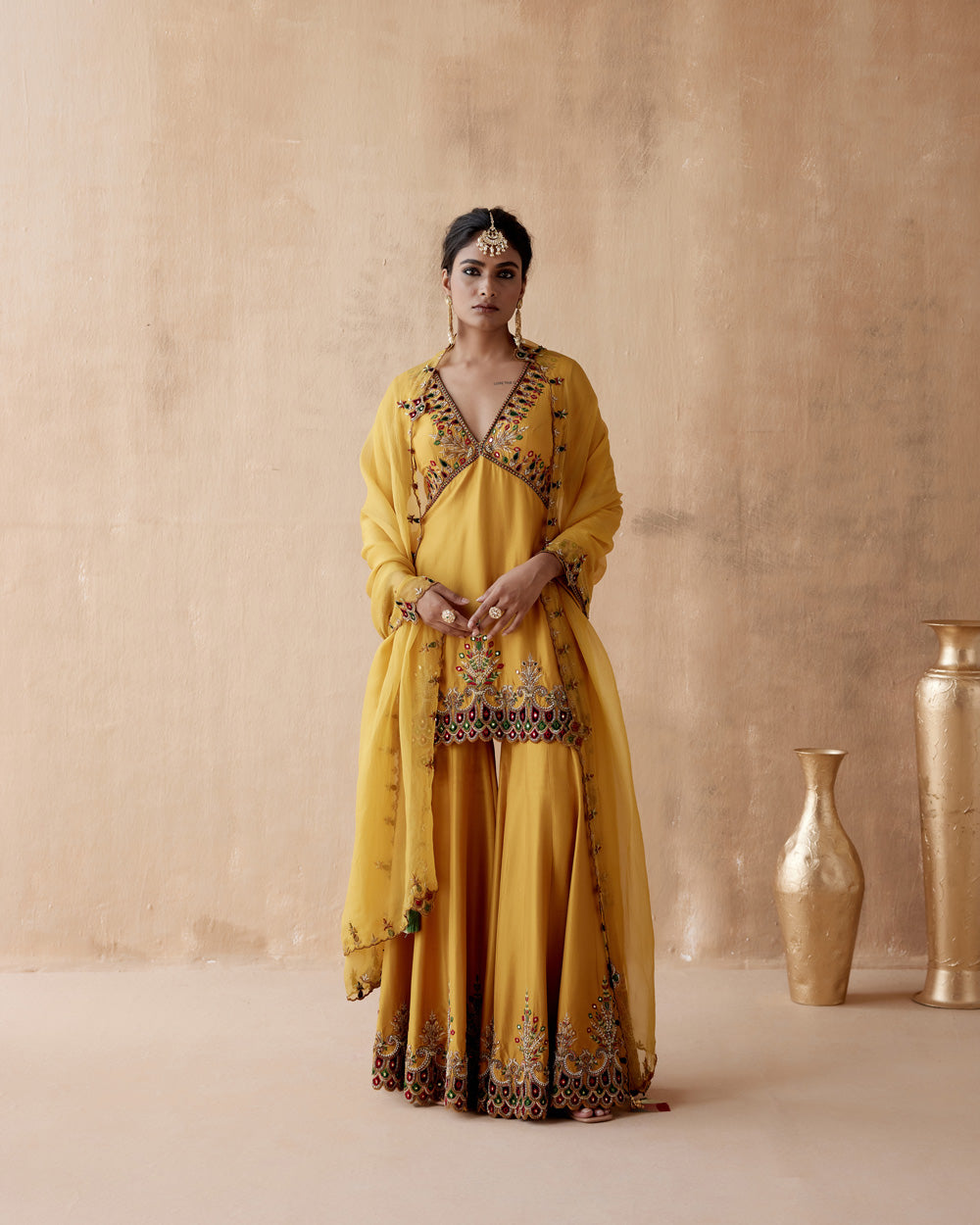 Mustard Sharara Set