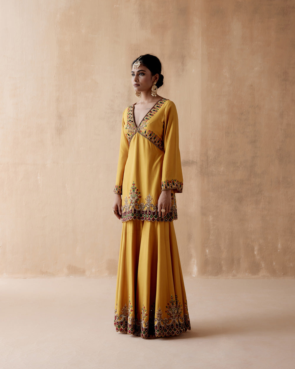 Mustard Sharara Set