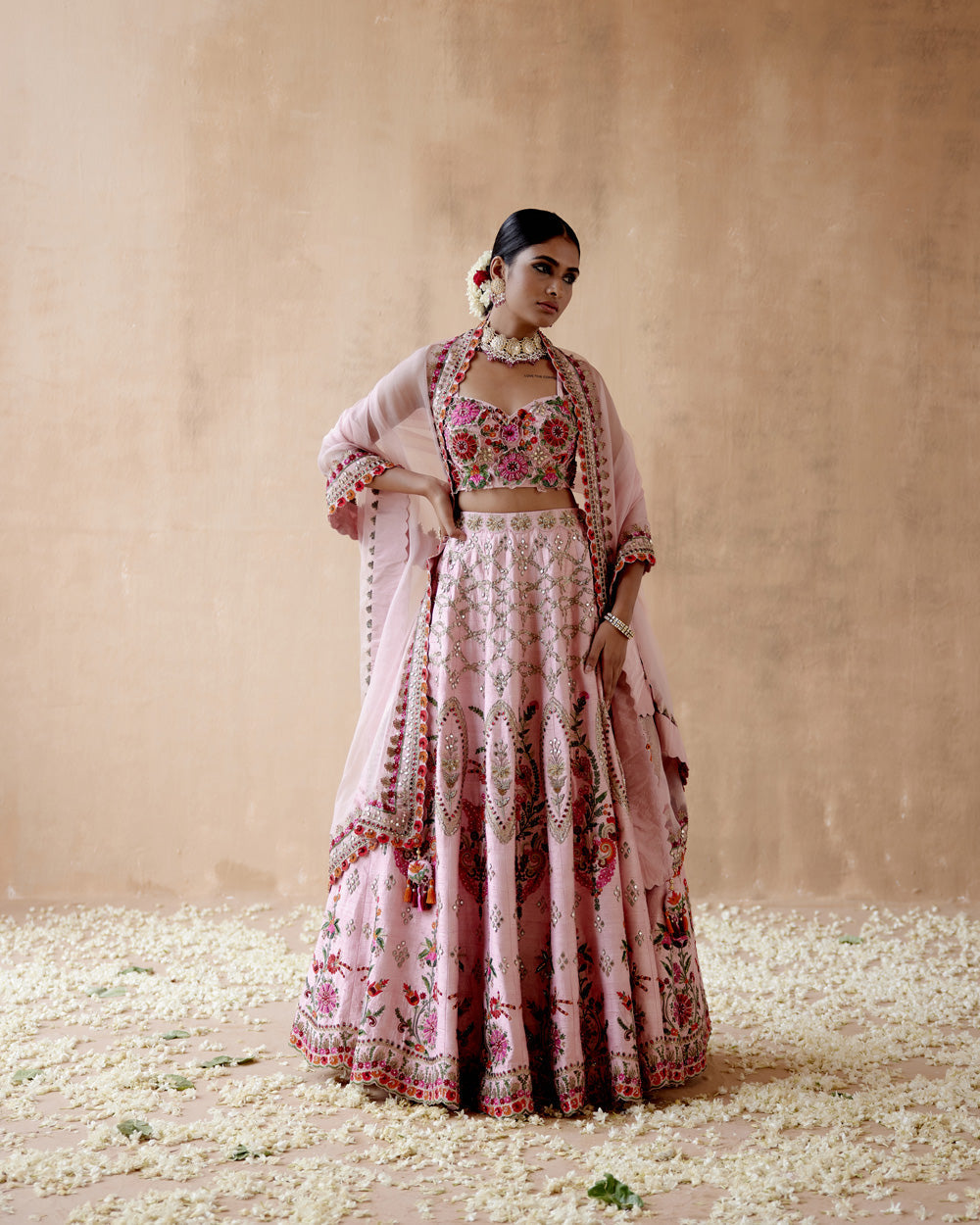 Pink Raw Silk Lehenga Set