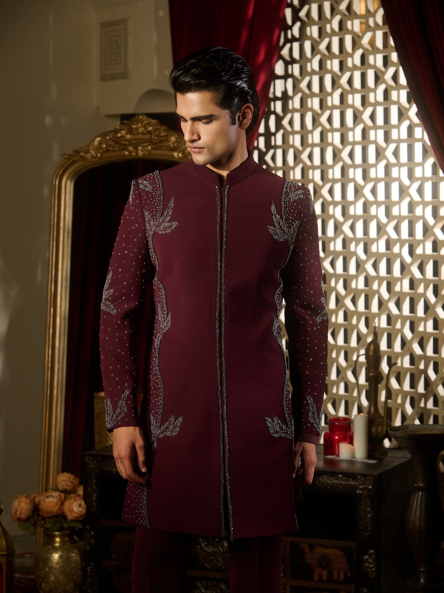 Maroon Sherwani Set