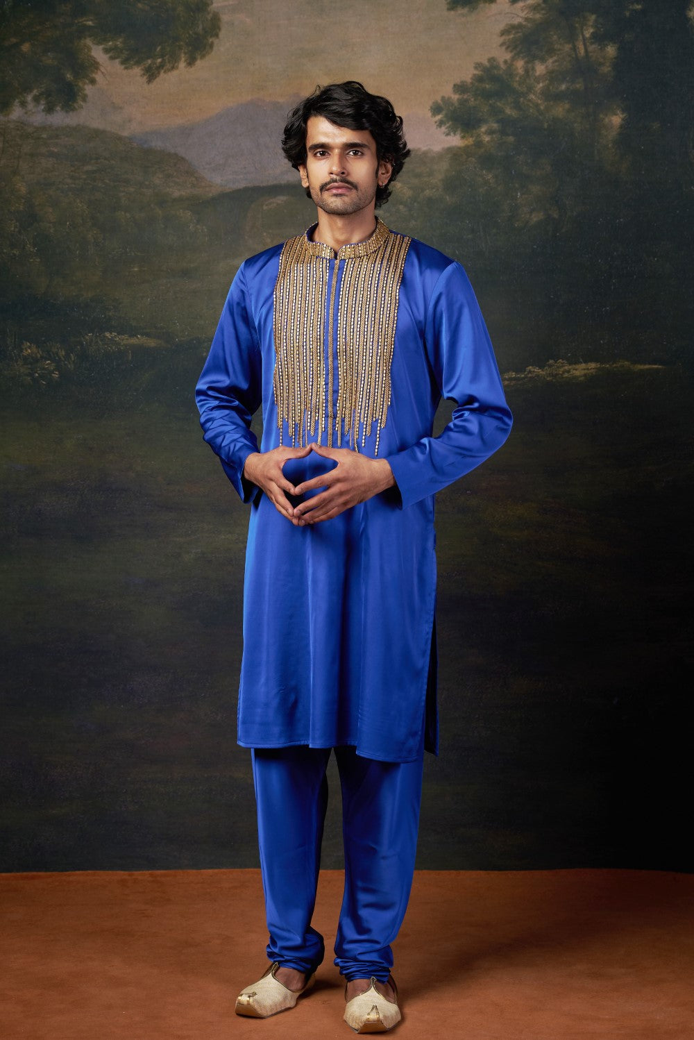 Antique Hand-Embroidered Kurta with Matching Pyjama