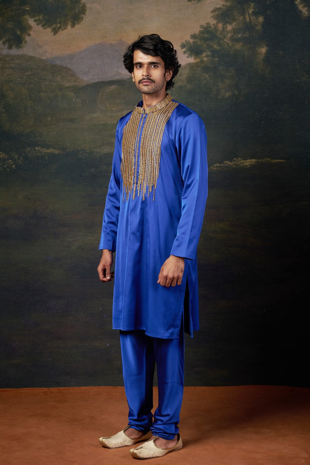 Antique Hand-Embroidered Kurta with Matching Pyjama