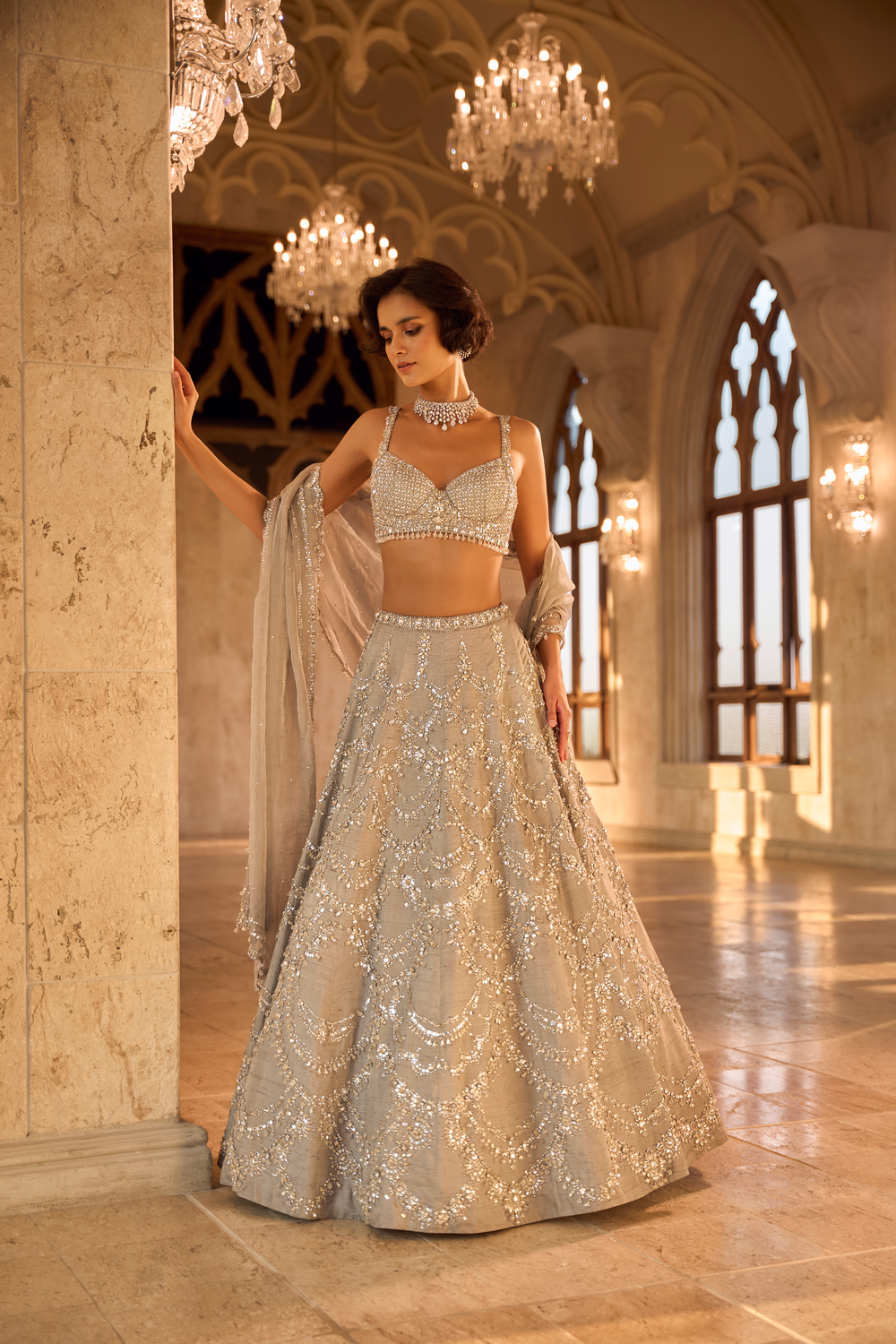 Silver Chandelier Lehenga Set