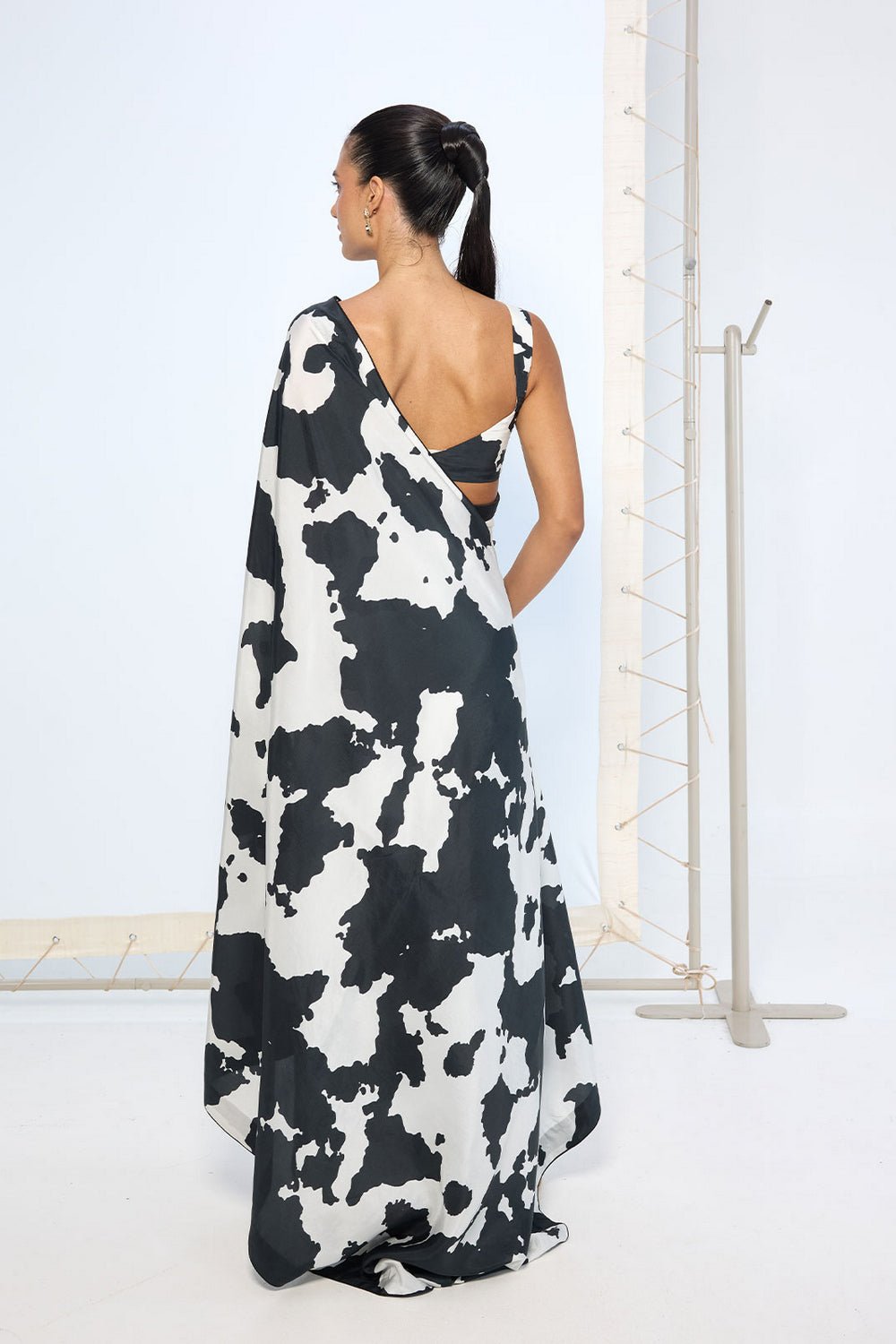 Black & White Cowhide Saree