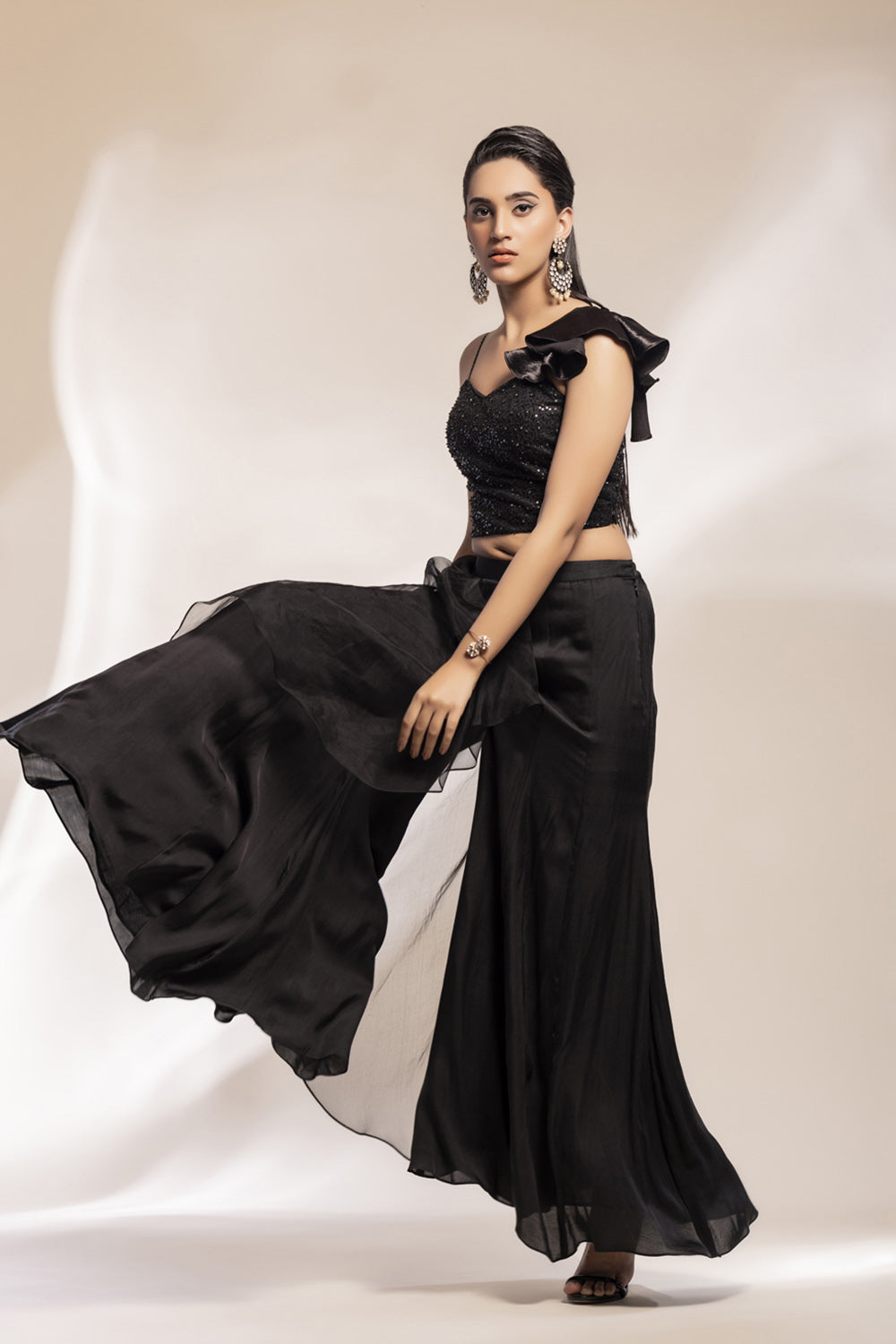 Corset with drape gharara