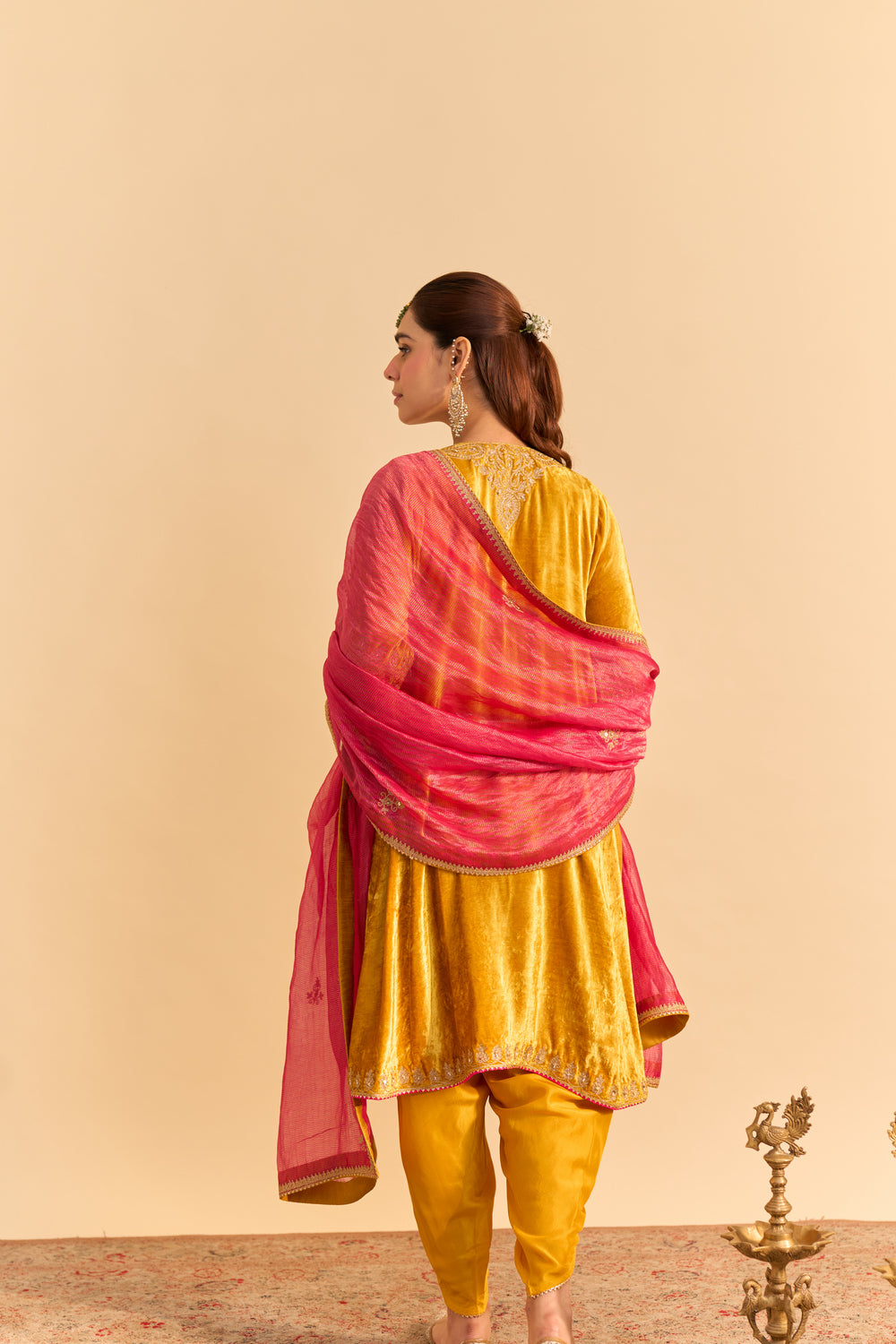 Amal - Mustard A-line Kurta with Dhoti