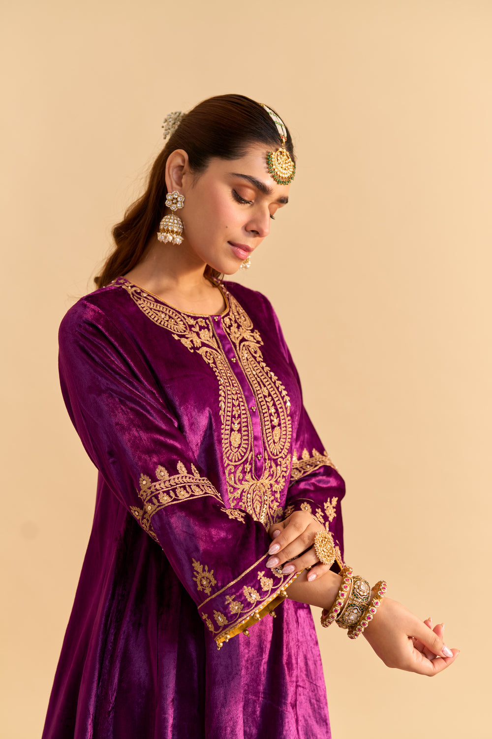 Amal - Deep Purple A-line Kurta with Dhoti