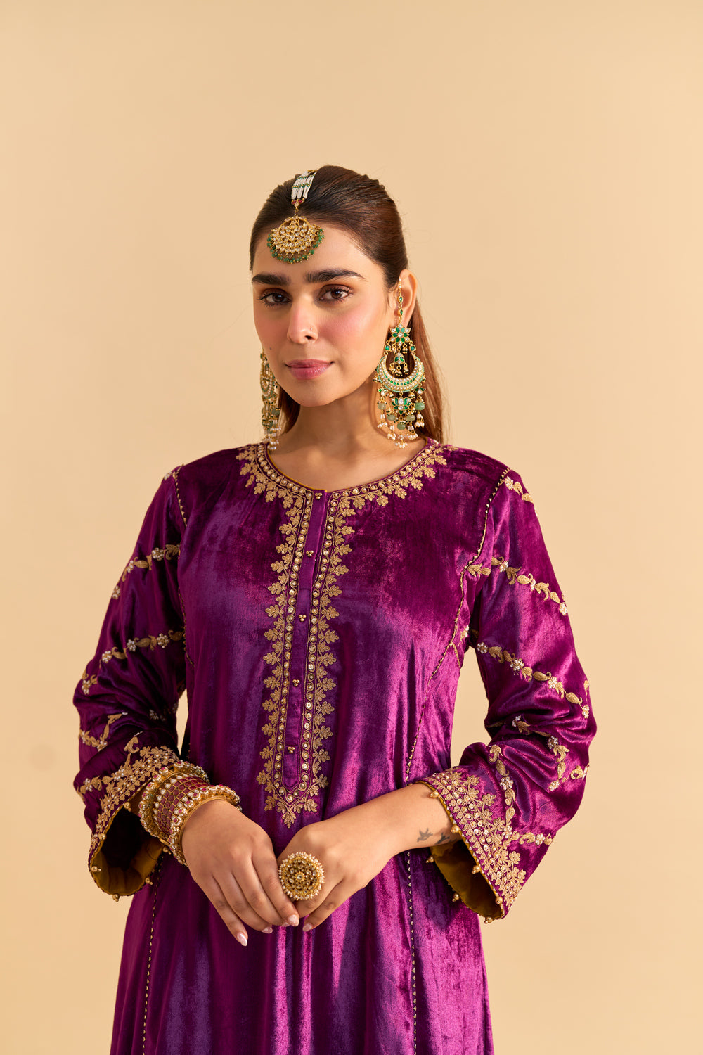 Azmiya - Deep Purple Chauga with Salwar